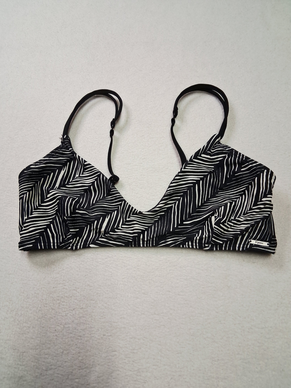 Ripzone Black & White Printed Bikini Top - Supportive V-Neck Swim Bralette